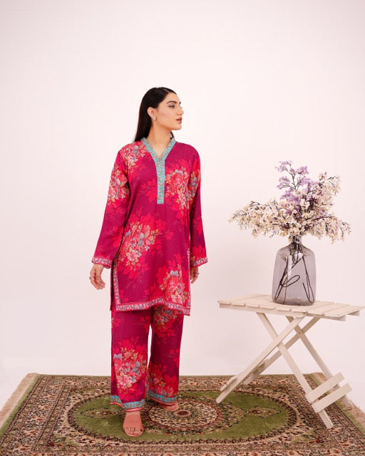 TULIP-TAILS – Floral Printed Two-Piece Khadar Ensemble