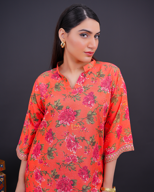 WARM-PETALS – 2-Piece Floral Printed Khadar Ensemble