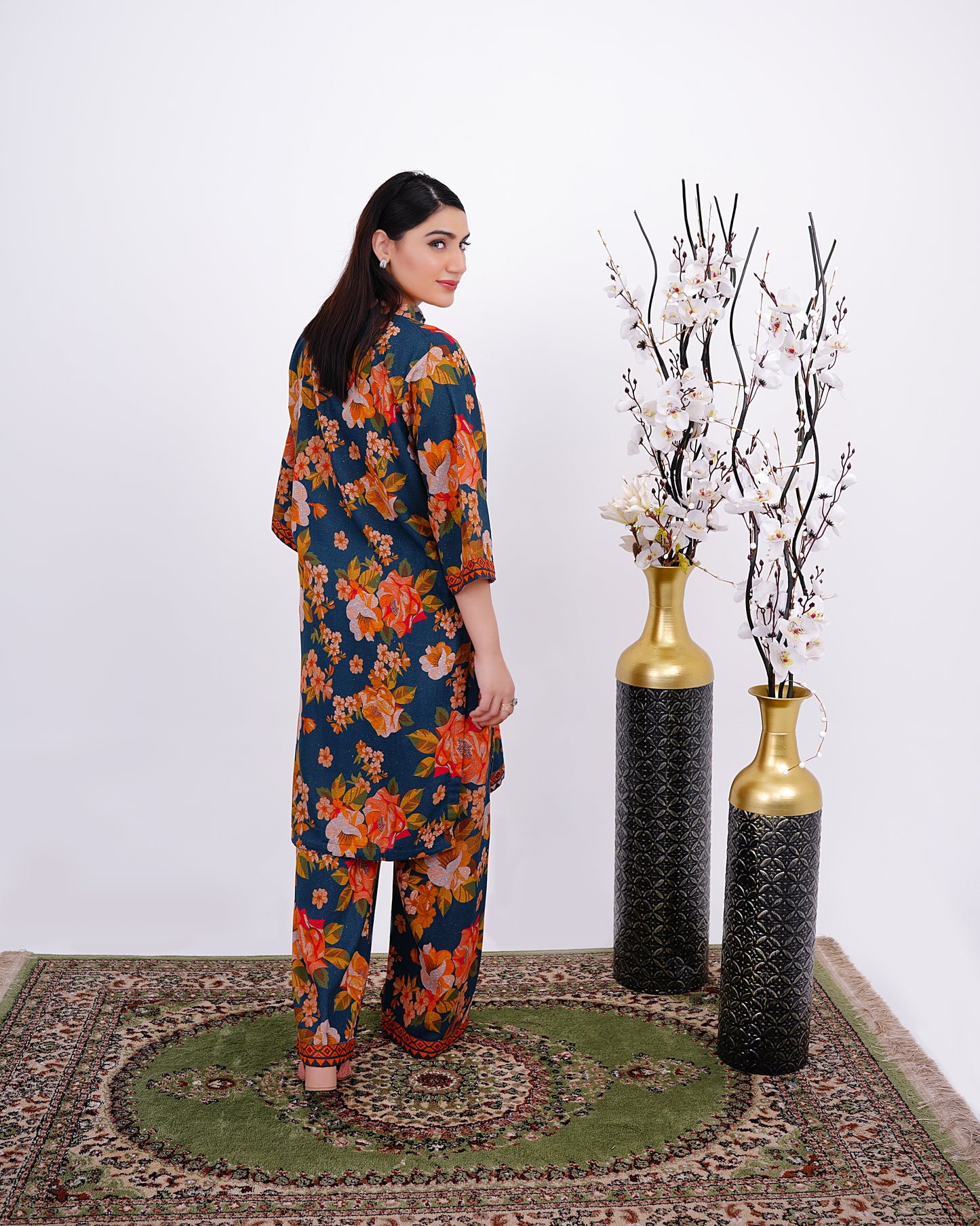 MEHK-E-MOSSAM – Floral Printed Two-Piece Khadar Ensemble