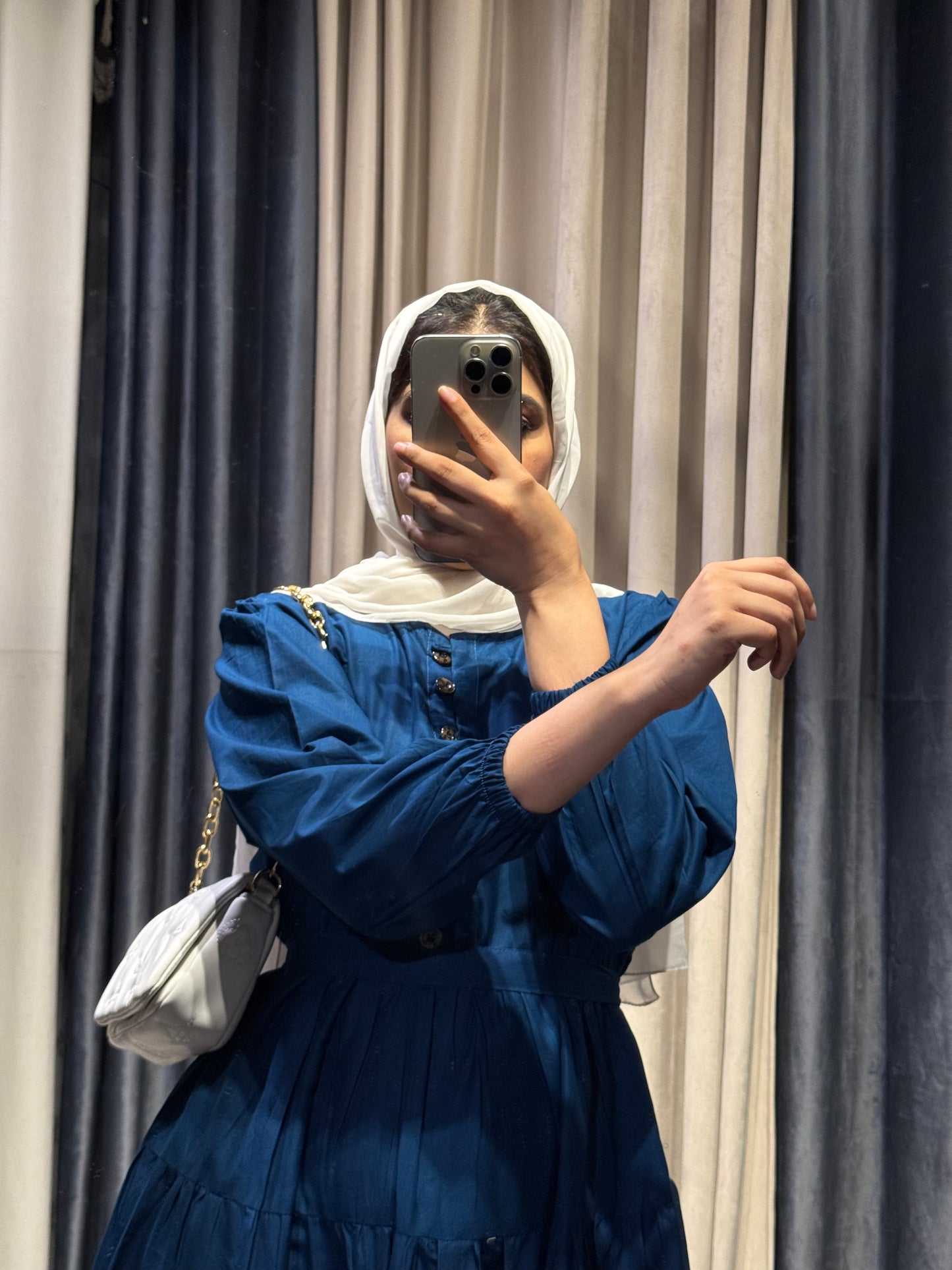 Premium Cotton Tiered Maxi – Blue Elegance