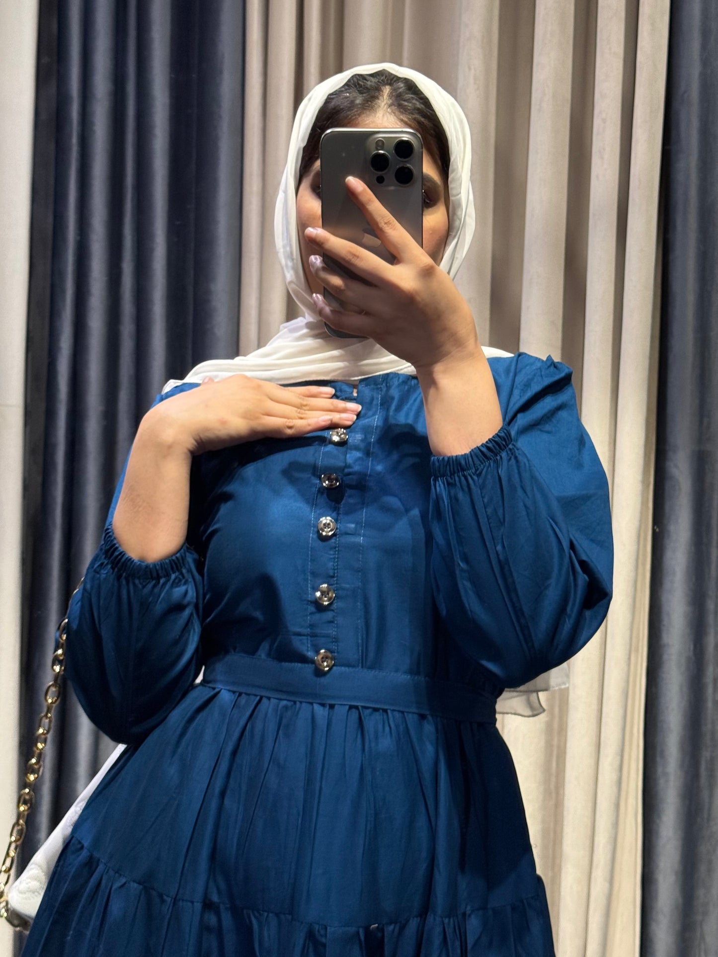 Premium Cotton Tiered Maxi – Blue Elegance