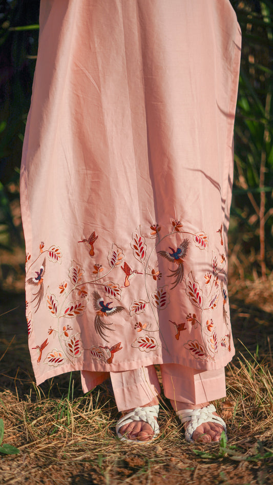 Rida Embroidered Lawn Shirt with Plain Trouser Set