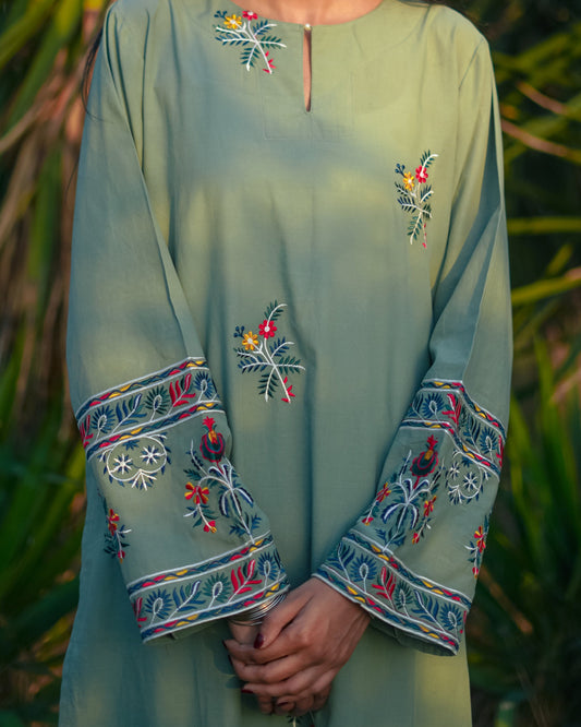 Miral 2-Piece Embroidered Lawn Shirt with Trouser